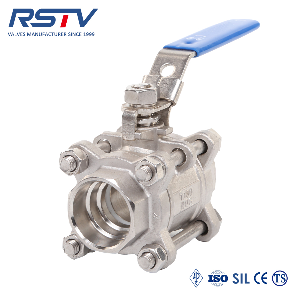 3PC socket welded floating stainless steel full port ball valve