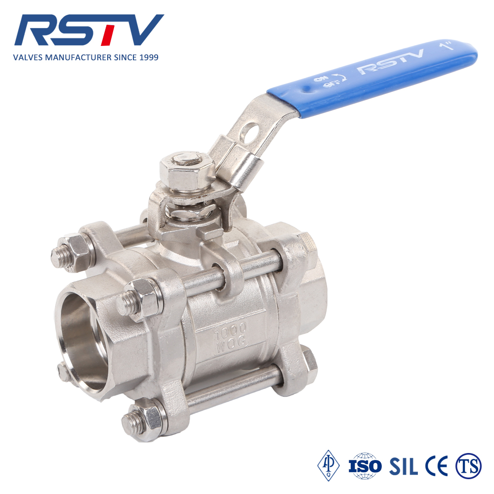 3pc socket welded floating stainless steel ball valve