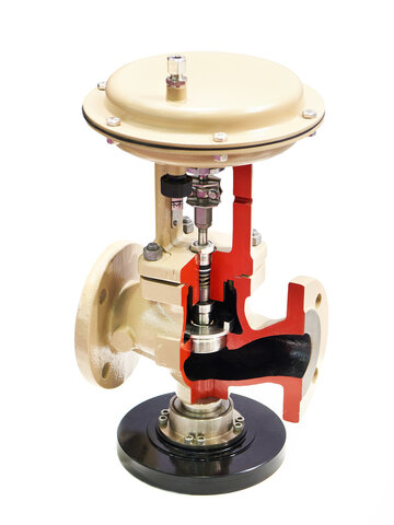 Globe control valve with pneumatic actuator