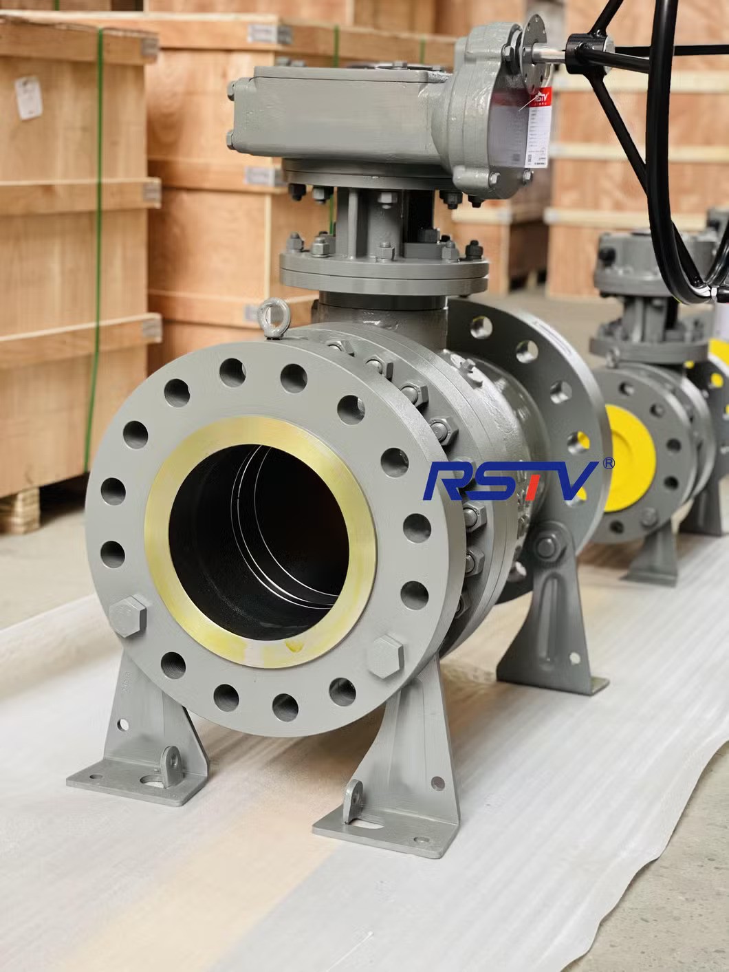 Rst-OEM-API6d-Cast-Steel-Wcb-Carbon-Steel-Stainless-Steel-CF8-CF8m-A105-F304-F316-2PC-Flanged-Trunnion-Mounted-Ball-Valve-with-Worm-Gear