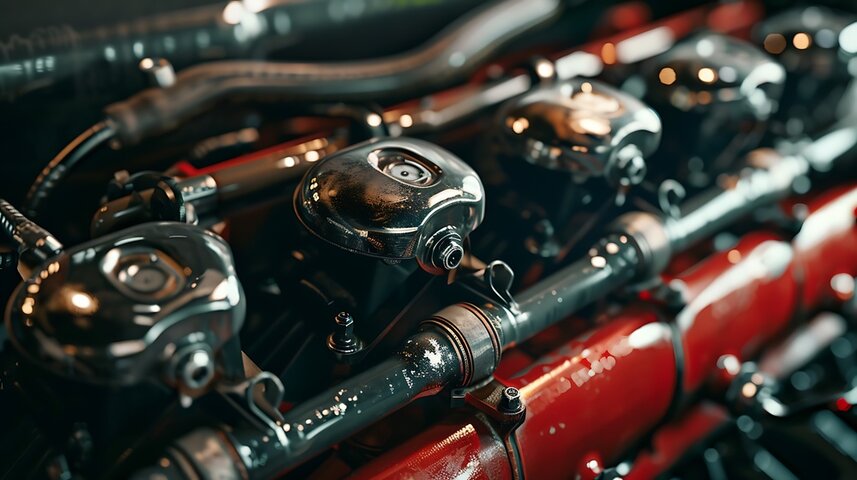 Close up of engine valve covers